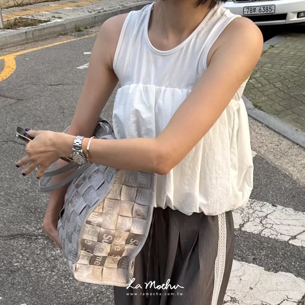 棉質拼襯衫背心式上衣